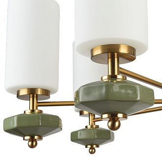 Люстра потолочная LUMION 8427/7C MODERNI, латунь/белый/зеленый, металл/керамика/стекло  E27 7*60W 220V MILA