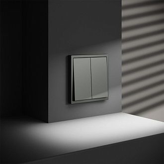 Выключатель встраиваемый Voltum S70 двухклавишный 10А, титан пластик Soft touch VLS020106