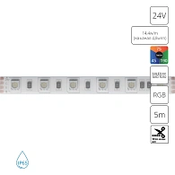 A2406010-02-RGB Светодиодная лента 24В 14,4Вт/м (на канал 4,8Вт/м) RGB 90+ 10мм SMD5050 60шт/м 5м IP65 Arte Lamp Aqua Tape