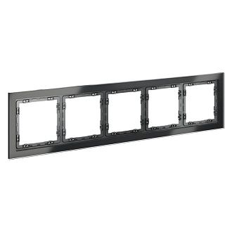 Рамка стеклянная Voltum S70 на 5 постов, графит, стекло Стекло/пластик  VLS110507