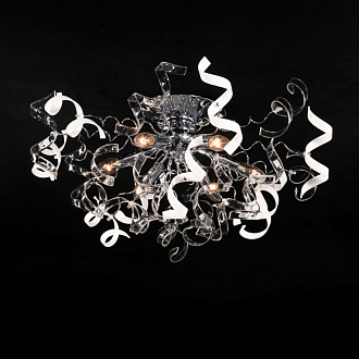 Потолочная люстра Citilux Рандом CL222161, диаметр 70 см, стекло белое/прозрачное