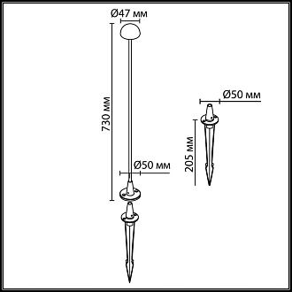 Уличный светильник *4,65*-73 см, 1*LED*4W, 3000K, Odeon Light VERDE 7122/4GLA, темно-зеленый