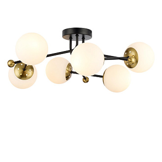 Люстра потолочная 61*23 см, 6*E14 Lumion Melody 6581/6C черный, золотой