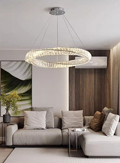 Светильник подвесной светодиодный ElegantLight DZN-8190 ХРОМ  D800/H1200/1/LED/45W/4000K DOMO 24-07