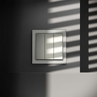 Выключатель встраиваемый Voltum S70 трехклавишный 10А, сталь пластик Soft touch VLS030105