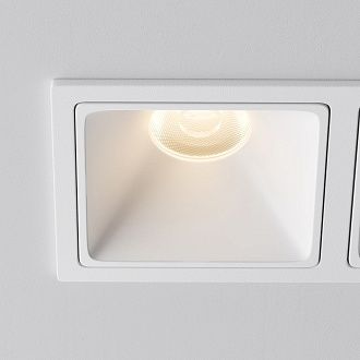 Встраиваемый светильник 12,6*6,5-5,2 см, LED*20W, 3000K, Maytoni Alfa LED 50° DL043-02-10W3K-SQ-W-1, Белый, вр 5,5*12 см