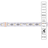 Светодиодная Лента 24V, 14,4W, RGB, 4000К, IP20, Arte Lamp Tape A2406012-01-RGB4K, Белый, цена за катушку 5 метров
