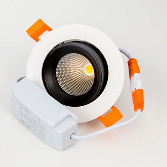 Встраиваемый светильник 9 см, 7W, 3500К Citilux Альфа CLD001NW4, белый-черный, вр 8 см
