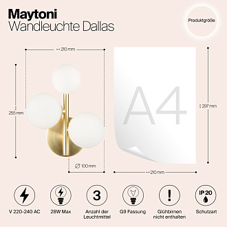 Светильник 25 см, Maytoni MOD545WL-03BS, золото