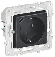 SKANDY Розетка с з/к/ш 16А с USB C 18Вт SK-R17Bl черн. IEK, SK-R14-16-U14-018-K02