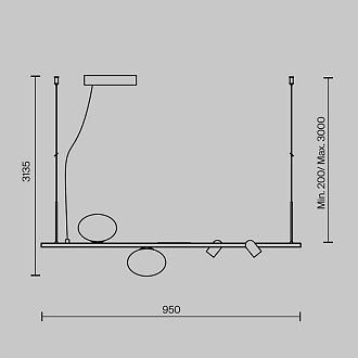 Подвесной светильник 95*14*313,5 см, 2*G9, 3000К, Maytoni Inversio MOD350PL-02BBS черный