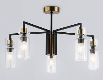 Люстра на штанге **18-35 см, 5*E14*40W, K, Ambrella Light High Light LH56113, черный, латунь