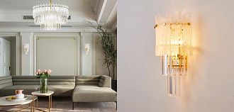 Бра Murano Glass ICE 25*25*45 см, 3*E14*40W, ImperiumLoft 44.726-0, Золотистый