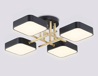 Люстра светодиодная на штанге 55*55*15- см, **W, 3000-6000K, Ambrella Light Comfort FL516343, черный, золото