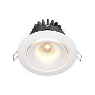 Светильник, 9.8 см, 12W, 3000К, белый, теплый свет, Maytoni Zoom DL031-2-L12W, встраиваемый LED, вр 8,5 см
