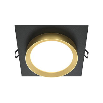 Светильник 11 см, Maytoni Downlight Hoop DL086-GX53-SQ-BG, черный-золото, вр 9,5 см