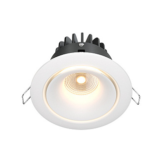 Светильник, 9.8 см, 12W, 3000К, белый, теплый свет, Maytoni Zoom DL031-2-L12W, встраиваемый LED, вр 8,5 см