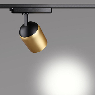 Трековый светодиодный светильник Novotech Kamp 358516, 25W LED, 4000K, черный-золото