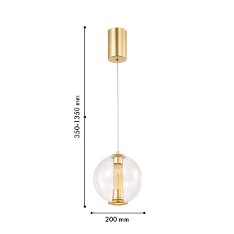 Подвесной светильник 20*135 см, 7W, Favourite Boble 4551-2P золото, прозрачное стекло