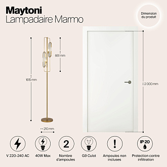 Торшер 160 см, Maytoni Marmo MOD099FL-02G, золото