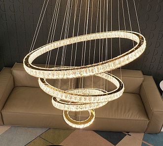 Светильник подвесной SPF-8691 GOLD/ЗОЛОТО  D600+470+260+200/H1200/4/LED/120W RIPPLE 24-09