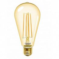 Лампа светодиодная E27 8W General Eco Filament золотистая ST64S 750Lm 2700K