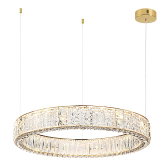 Люстра 80*80*80 см, LED 1*100W, 3700 К, Odeon Light Version 5071/100L, золото/прозрачный