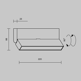 Накладной светильник 22*2,3*8,8 см, LED, 12W, 4000К, Maytoni Technical Basis Rot C133CL-12W4K-B черный