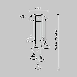 Подвесной светильник 51*51*280 см, LED 45W, 3000 / 6000K, Черный, Золото MODESTYLE MS.2326.7
