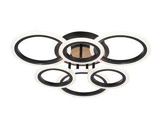 Люстра Ø520 x H110, мм, 90W 3000-6500K, BLACK (Черный) Rilon 3308/3+3 BLACK+WOOD