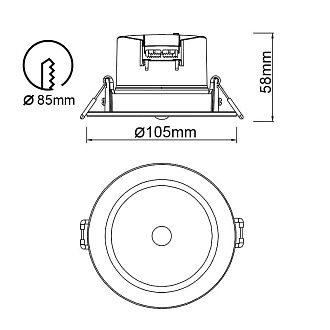 Светильник встраиваемый 10,5*5,8 см, вр 8,5 см, *LED*8W, 2700-4000K, Mantra Yucatan MAN8850, белый