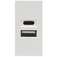 Donel USB зарядное устройство, 2.1A, Type A + C, 1 мод., бел. (22.5х45мм) DUSB2100WCF