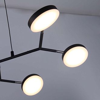 Подвесная люстра 82*20-150 см, 6*LED, 6W, 4000K, Favourite Vorago 4632-6P, черный матовый