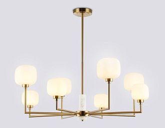 Люстра на штанге с мрамором **30-68 см, 8*G9*40W, K, Ambrella Light High Light LH53017, латунь