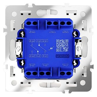 Проходной переключатель встраиваемый Voltum S70 двухклавишный с подсветкой 10А, белый матовый пластик Soft touch VLS020402