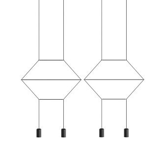 Подвесной светильник Via Wireflow polyhedral 4 Lineal Pendant Light 116*5,5*300 см, 4*G9*20W, ImperiumLoft Via01, Чёрный