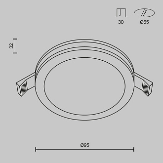 Встраиваемый светильник 8 см, 7W, 3000К, белый, Maytoni Phanton DL2001-L7W LED, вр 6,5 см
