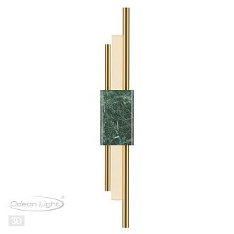 Светодиодный светильник 60 см, 10W, 3000K, Odeon Light MARMI 4360/10WL, золото-изумрудный мрамор