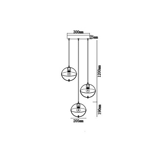 Подвесной светильник  35*142 см, 3*E27 черный, золото Vele Luce Broadway VL5362P13