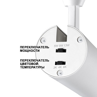 Светильник 5 см, 5W-9W-13W, 3000-6000K, Novotech NAIL 359030, белый