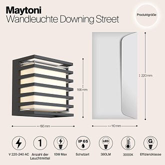 Уличный настенный светодиодный светильник Maytoni Downing Street O020WL-L10B4K