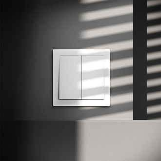 Выключатель встраиваемый Voltum S70 двухклавишный 10А, белый матовый пластик Soft touch VLS020102