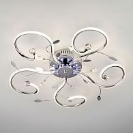 Светодиодная люстра с пультом 63 см 4200K 55W Eurosvet  Curl 90129/5 хром