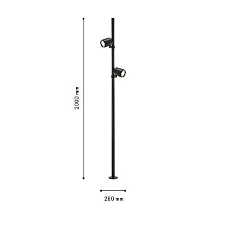 Уличный столб 10*200 см, 2*LED, 12W, 4000K, Favourite Securitas 4638-2F, черный матовый