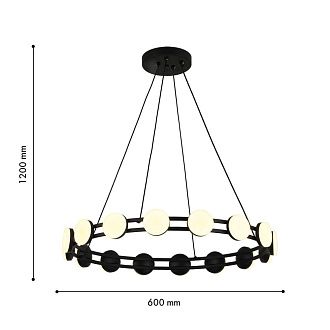 Подвесная люстра 60*10-120 см, 6*LED, 2W, 3000K, F-Promo Moti 4601-6P, черный