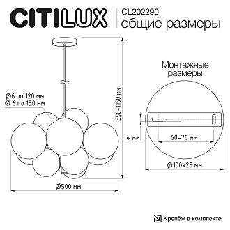 Светильник 50 см, Citilux ORTON CL202290, черный