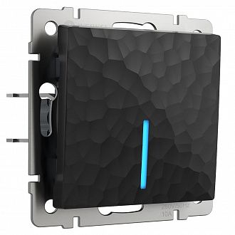 W1212108 Выключатель одноклавишный проходной с подсветкой, hammer черный Werkel, 4690389162145