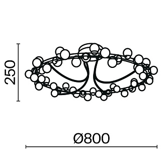 Накладная люстра 80*80*25 см, LED, 72W, 3000К, Maytoni Tessara MOD081CL-L48G3K золотой