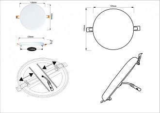 Встраиваемый LED светильник 12 см 12W LED, 4000K, Arte Lamp Prior A7982PL-1WH, белый, вр 4,9 см