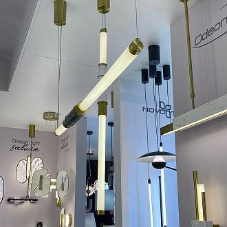 Подвесной светодиодный светильник 86*6*200 см, LED 14W 3000K Odeon Light Marmi 4359/14L античная бронза